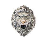 Brass Eyes Copper Nose 925 Sterling Silver King of Lion Open Ring TA432 UK Size P½~Z6 (Q 1/2 (58.3mm))