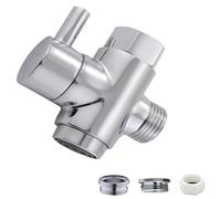 Brass Faucet Diverter Valve with Aerator, Faucet Adapter for Sink Hose Attachment, 3 Way Faucet Splitter with Male Thread Adapter, Faucet Connector for Bathroom/Kitchen(Chrome)