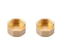 Brass Female Cap, 2PCS 1'' Male Thread Brass Plugs, Hex Head Blanking Plug Tube End Cap for Pipe Connecting Conversion