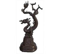 Brass Fengshui Classical Dragon Lucky Wealth Zodiac Animal Loong Statue (Bronze 9.2" H)