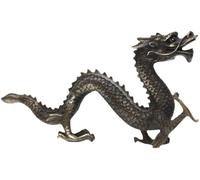 Brass Fengshui Classical Runing Dragon Lucky Wealth Zodiac Animal Loong Statue (Bronze 6" H)