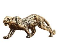 Brass Figurine Walking Statue Realistic Leopard Ornament Feng Shui Decoration Walking Animal Figurine for Home