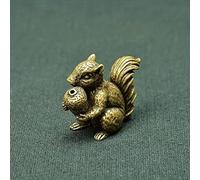 Brass Figurines Home Decor,3.9x2.9cm Antique Bronze Small Squirrel Ornament Solid Copper Statue Figurines Brass Squirrels Nuts Tea Pet Incense Holder Desk Decoration