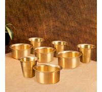Brass Filter Coffee Dabara Set - Traditional South Indian Cup & Tumbler Set for Authentic Serving - Pital Finish - Set of 4