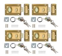 Brass Finish Front Door Lock Night Latch Rim Yale Type Cylinder Security Latch 4pk