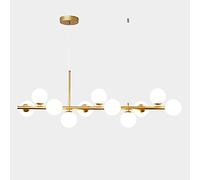 Brass Finish Glass Ball During Light Mid Century Gold Adjustable Chandelier Luxurious Ceiling Lighting with Handblown Glass Shade-Milky White 11 Head