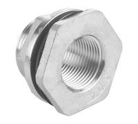 Brass Fittings, Tap Connector,1pcs,1/4" 3/8" 1/2" 3/4" 1" - 2" BSP Female 304 Stainless Steel Bulkhead Pipe Fitting Connector Coupler Water Tank Hole Drainer(3/8")