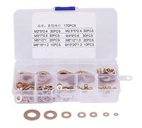 Brass Flat Washer, Akozon 170Pcs Brass Flat Washer Assortment Set with Box M2/M2.5/M3/M4/M5/M6/M8/M10