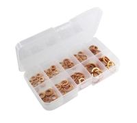 Brass Flat Washer, Copper Washer Gasket Nut and Bolt Set Flat Ring Seal Assortment Kit with Box //M8/M10/M12/M14 for Sump Plugs(200PCS With Box)