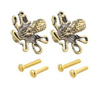 Brass for octopus Door Handle 2pcs Vintage Style Solid Brass for octopus Lever Handle 3.6cm Gold Creative Animal Door Pull 2pcs for Interior for octopus Shaped Brass Handle 3.8cm Decorative Antique(B)