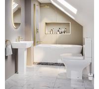 Brass Freestanding Left Hand Shower Bath Suite with Toilet and Basin - Amaro