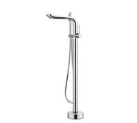 Brass Freestanding Tub Filler Faucet with 360° Rotating Spout hydrypd Single Handle Design 2 Water Outlet Modes Modern Silver Finish for Bathtubs
