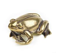 Brass Frog Figurine for Tabletop Decor Vintage Style Hand Painted Ornament