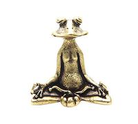 Brass Frog Statue Sculpture Bronze Animal Zen Statuette Figurine Pure Copper Tea Pet Home Decor Living Room Bedroom Study Lucky Feng Shui Decoration Ornament Art collection