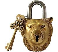 Brass Functional Padlock Collectible Golden Locks from Indian Accent (Lion Lock)