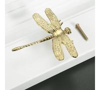 Brass Furniture Door Handles and Knobs Dragonfly Feather Shaped Kitchen Cupboard Cabinet Closet Pulls Handle Dresser Drawer Knob(Dragonfly)