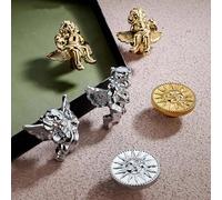 Brass Furniture Handle Gold/Silver Sun Angel Children's Room Handle Wardrobe Bedroom Cabinet Drawer Bar Dresser Knob Single Hole(A-Right)