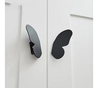 Brass Furniture Handles Butterfly Pastoral Style Gold Black Pulls no Punching Children's Room Wardrobe Dresser Cabinet Knobs(Black-1)