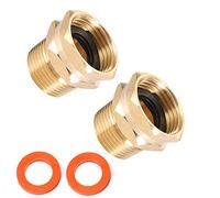 Brass Garden Hose Adapter, Connection from 3/4 inch GHT Female Thread to 3/4 inch NPT with Male Thread. Brass Fitting on a Garden Hose to Connect to a Pipe end (2 Pieces)
