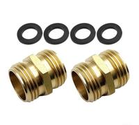 Brass Garden Hose Adapter Double Male Quick Connector 3/4 Inch Heavy Duty Leak Proof Fitting for Outdoor Washing Irrigation System 2 Pack
