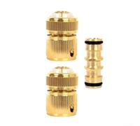 Brass Garden Hose Connector Kit - 3 Piece Fittings Set with Two Way Splitter & End Connectors for 12.5mm 15mm Pipes - Leak for proof Outdoor Tap Adapter