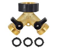 Brass Garden Hose Connectors, 2 Way Brass Hose Splitter, Hose Splitter 2 Way, 3/4" Tap Garden Hose Connector, Y Valve Tap Connector with Individual On/of, Faucet Splitter