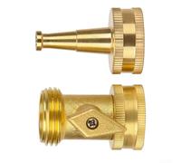 Brass Garden Hose Nozzle Adjustable Spray Patterns High Pressure Ergonomic Grip Leak-Proof Connector Yellow