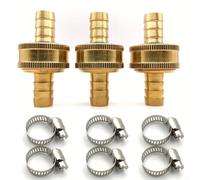 Brass Garden Hose Quick Connector 1/2 Inch GHT Tap Adapter, Leak-Proof Two-Way Water Pipe Fitting for Outdoor Watering Systems, Compatible for Standard Hoses, 3-Pack