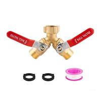 Brass Garden Hose Splitter 2 WAYs with Long Handle, Heavy Duty Y Valve Connector, High Flow 3/4 Inch GHT Thread for Outdoor Watering Systems