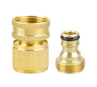 Brass Garden Hose Tap Connectors, GLADFRESIT 3/4" Male and Female Thread Brass Quick Connect No-Leak Garden Hose Connector Fitting