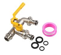 Brass Garden Tap 1/2 Inch Double Outlet Nipple Rust-Resistant Two-Way Hose Connector Copper Water Faucet Yellow Fast Installation for Outdoor