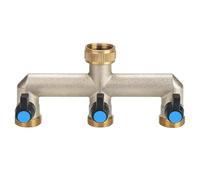 Brass Garden Tap Splitter 3 Way Hose Manifold,Multi Tap Connector,Faucet Splitter,Hose Bib Splitte,3/4” Tap Diverter Adapter Hose Pipe Tap Splitter,Dual tap Connection 3 Ports with On/Off Valves