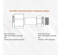 Brass Gas Cylinder to Regulator Acetylene Adapter, Industrial CGA Valve Fitting Connector for MC Tank, B Tank, Propane Tank Regulator, Welding and Soldering(CGA-300 to CGA-200)