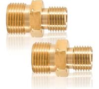 Brass Gas Hose Connector Double Nipple Coupling Propane Acetylene Gas Hose 1/4 Inch Right to 3/8 Inch Left, Propane Acetylene Coupling Hose Brass Male Thread Pack of 2