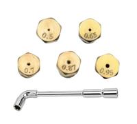 Brass Gas Stove Nozzle 5 Pieces Brass Heavy-Duty The No Rustproof Precision | Gas Stove Conversion Nozzle Wrench Kit for Kitchen, Restaurant, Cafeteria, Outdoors, Backyard, Patio, Garage, Workshop