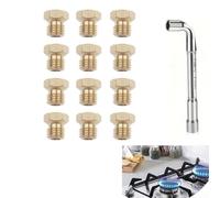 Brass Gas Stove Nozzle Kit M6x0.75, 12PCS Natural Gas Orifice Set for G20 Cooktops, Conversion Kit with Tool for SABAF and Most Burners