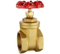 Brass Gate with Red Handwheel, Heavy-Duty Solid Brass Body, Female Threaded FxF NPT Connection for Plumbing Systems