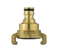 Brass Geka Type Claw Coupling to Snap On Male Hose Connector - Heavy Duty Quick Twist Lock Fitting with Rubber Seal - Hozelock Gardena Compatible Outlet for Irrigation Industrial Garden Use