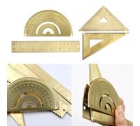 Brass Geometry Set with Isosceles and Right Triangle Rulers, Protractor, 18cm Measuring Scale, Precision Drafting and Technical Drawing Tools for Students, Engi