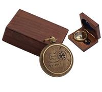Brass Gift Compass with Hardwood Box - “Not All Those Who Wander are Lost” Quote Engraved - Inspirational Vintage Compass Gift for Traveler, Explorer, or Graduation Occasion