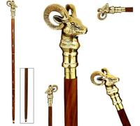 Brass Goat Head Walking Cane Walking Stick Brass Gift Solid Vintage Designer Victorian Wooden Cane Folding Walking Stick