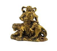 Brass God of Wealth Tsai Shen Yeh Sitting on Tiger Statue Feng Shui Figurine Home office decoration Auspicious Statue Feng Shui Statue