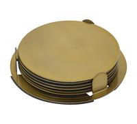 (Brass Gold) 7 Pcs 9cm Round Circle Brush Metal Drinks Coaster