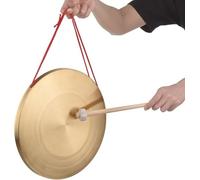 Brass Gong 32cm - Authentic Traditional Percussion Instrument with Wooden Mallet, Ideal for Ceremonies, Opera, Meditation, and Events