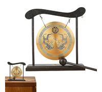 Brass Gong - Zen Table Gong | Meditation Desk Bell Table Gong | Wooden Chinese Gong | Meditation Gong Percussion Instruments | Dragon Gong for Home Decor Be