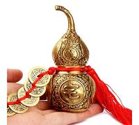 Brass Good Luck Wu Lou Hu Lu Gourd Chinese Feng Shui Luck and Treasure for Housewarming Gifts Home Decoration Peaceful Copper Statue Collectible Figure Sculpture Charm Amulet