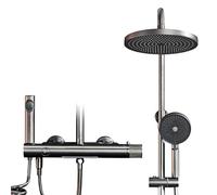Brass Gun Gray Shower System with Simple Design, Cold and hot Dual Control Waterfall Style Water Outlet Bathroom Faucet
