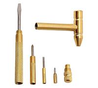 Brass Hammer 5-in-1 Mini Hammer Copper Plated Hammer with Screwdriver Multi-Function Golden Tool