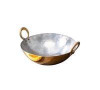 Brass Hammered Kadai with Tin Coating I Brass Hammered Karahi I Brass Kadhai I Brass Wok I Cooking Wok Tin Coated 4000 ml Pital ki Kadai