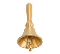 Brass Hand Call Bell, Decorative Dinner Hand Bells, Classic Elegant Design with Easy to Clean Surface, Portable Brass Material Handbell for Kitchen Catering Wedding Events, 13x6.5c